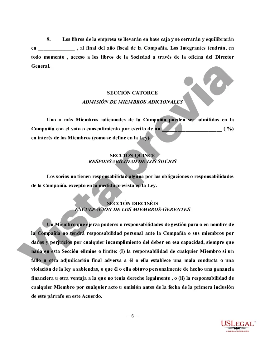 Preview Acuerdo operativo de LLC para propiedad de alquiler