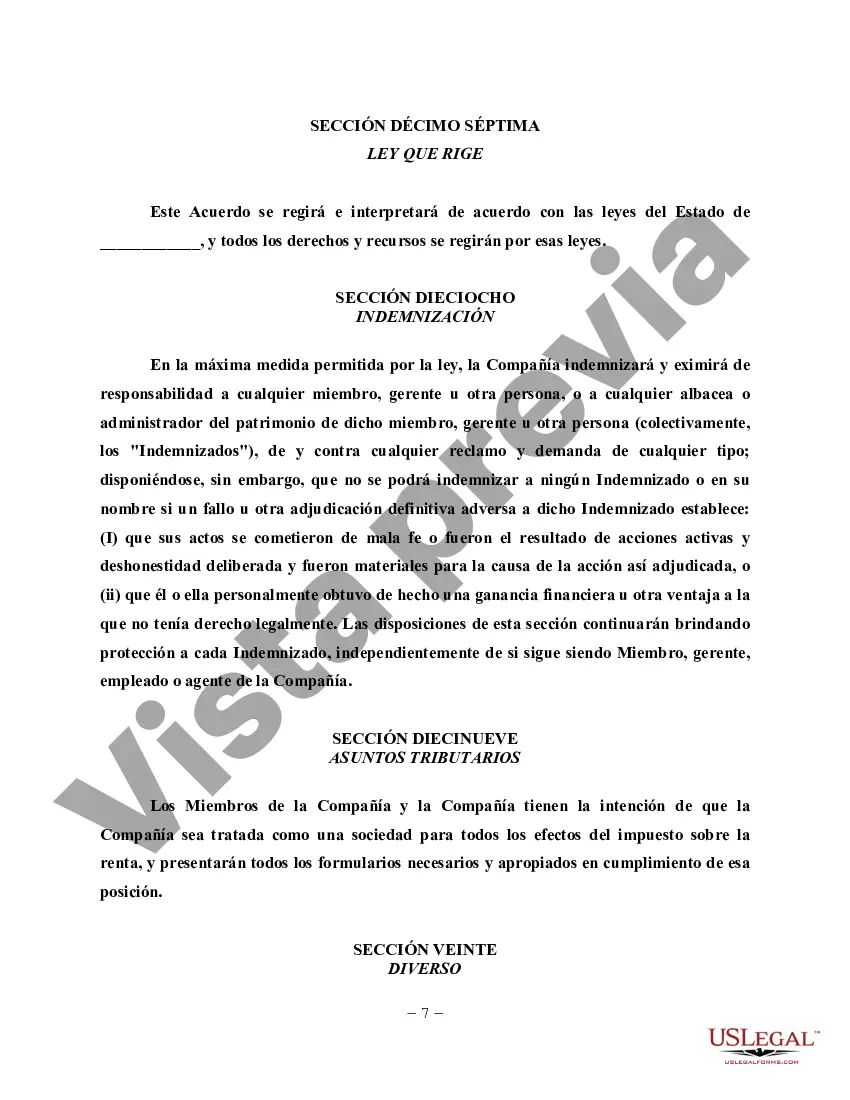 Preview Acuerdo de operación de LLC para Truckign Company