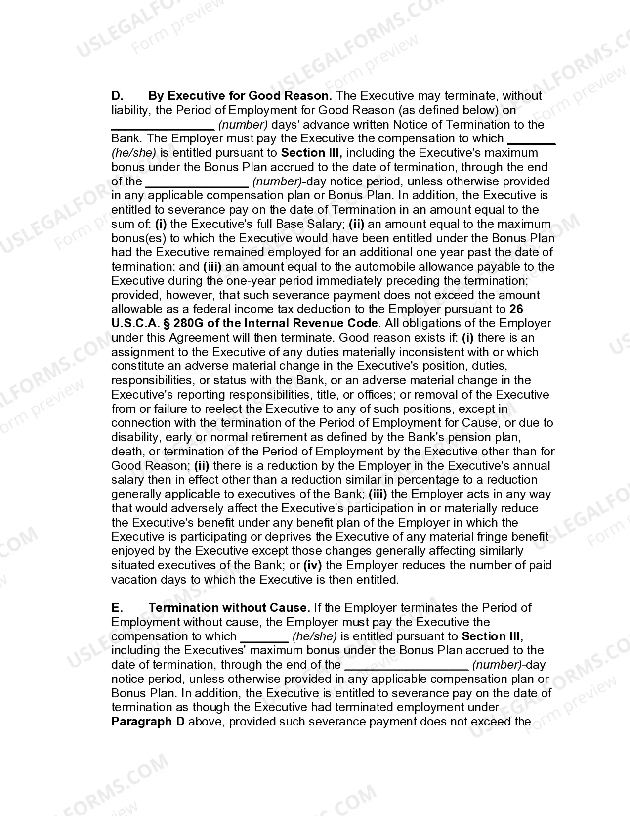 Preview Employment Agreement of Executive