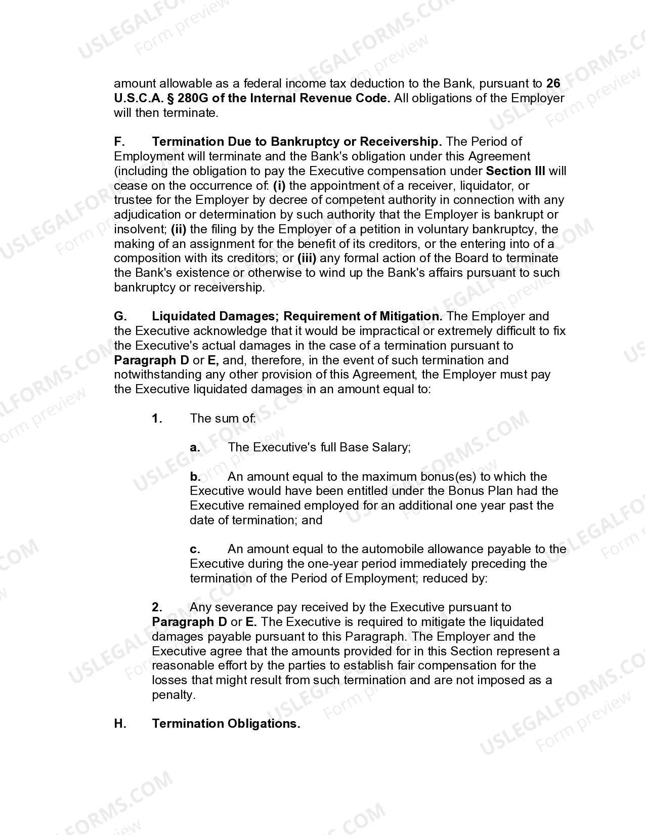Preview Employment Agreement of Executive
