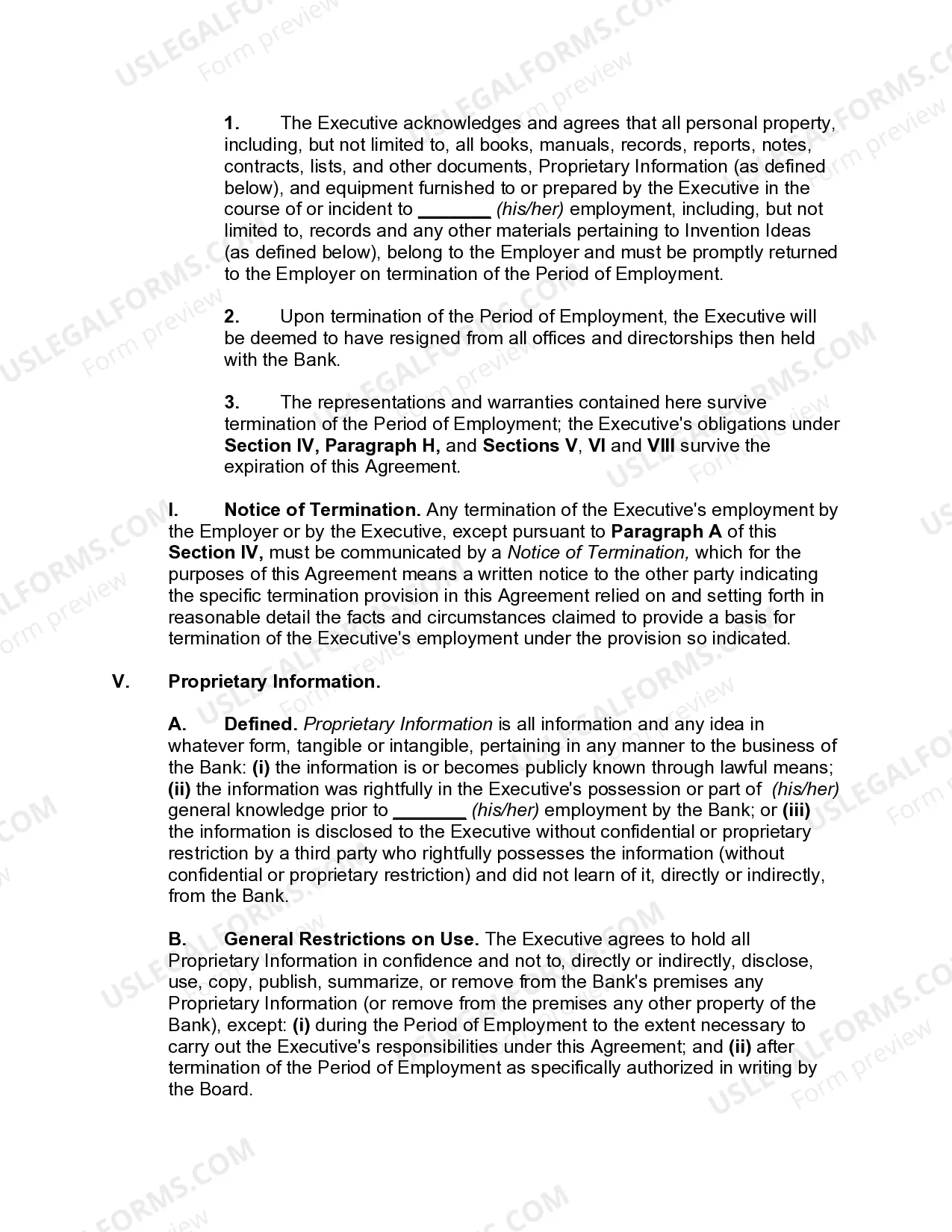 Preview Employment Agreement of Executive