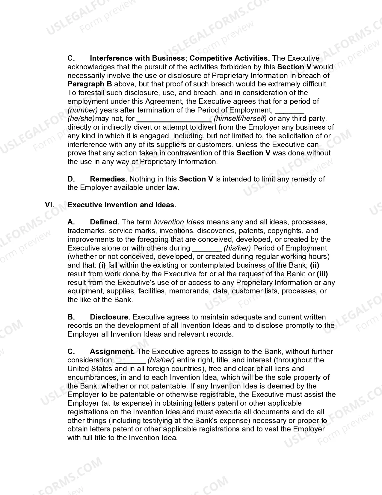 Preview Employment Agreement of Executive