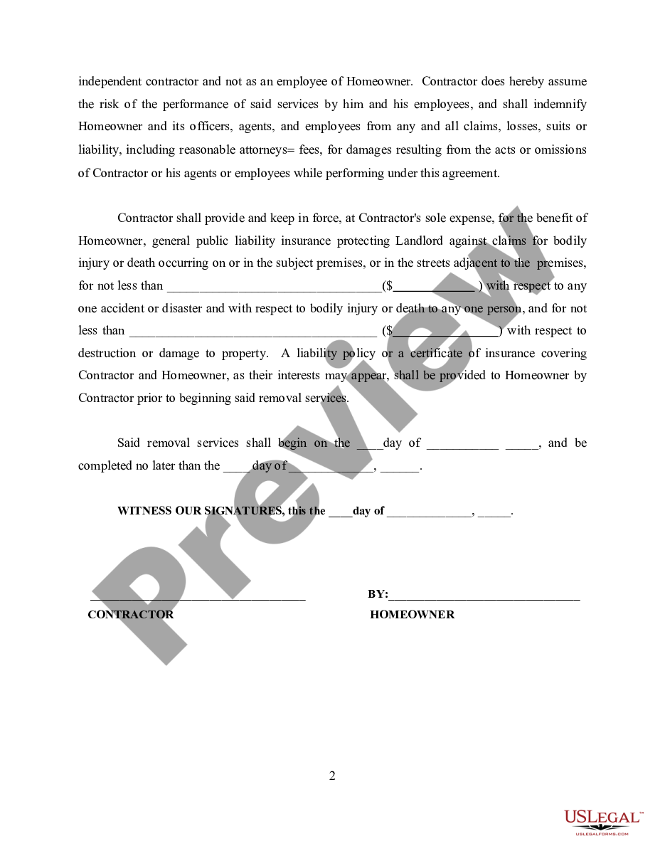 page 1 Agreement to Remove House preview