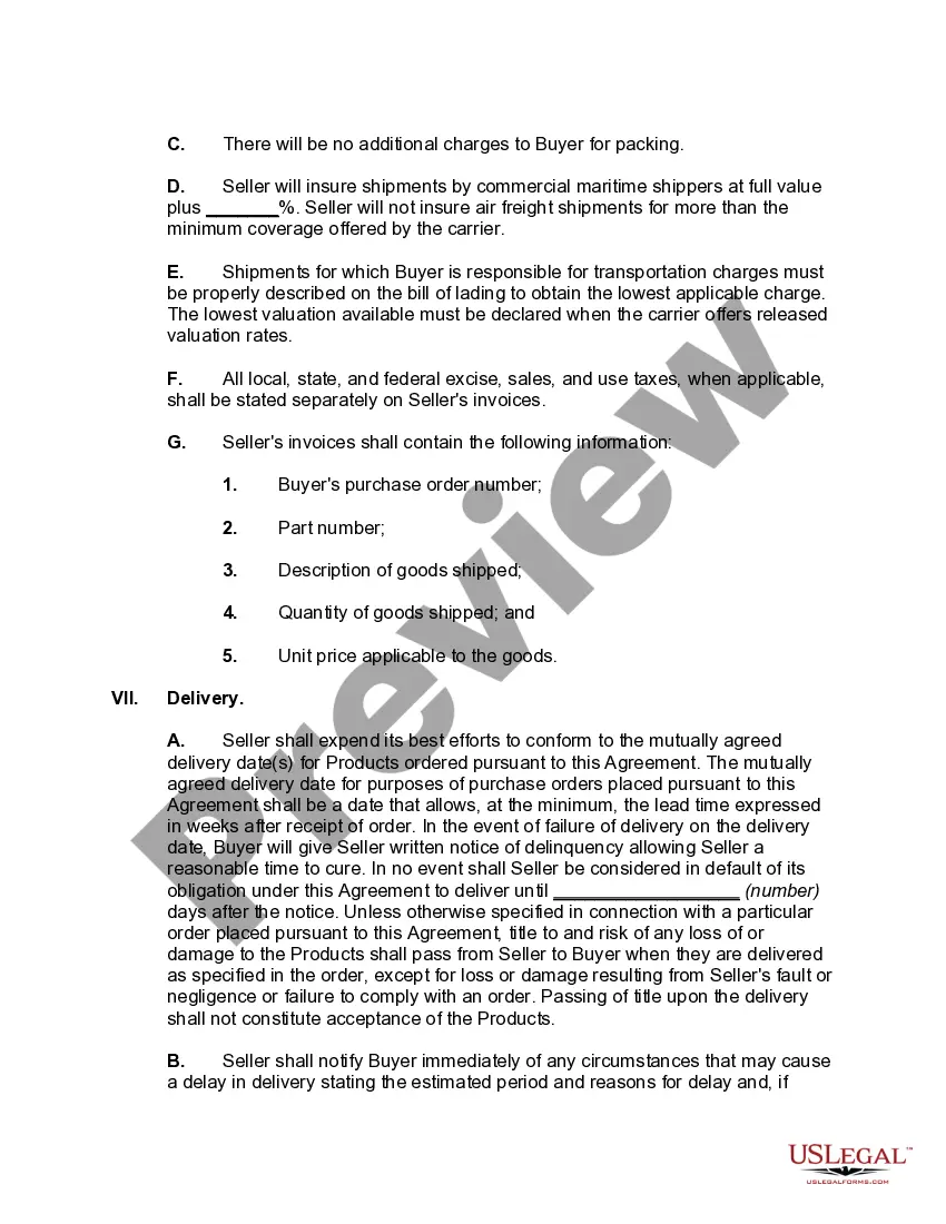 Preview Agreement for Long-Term Purchases of Goods
