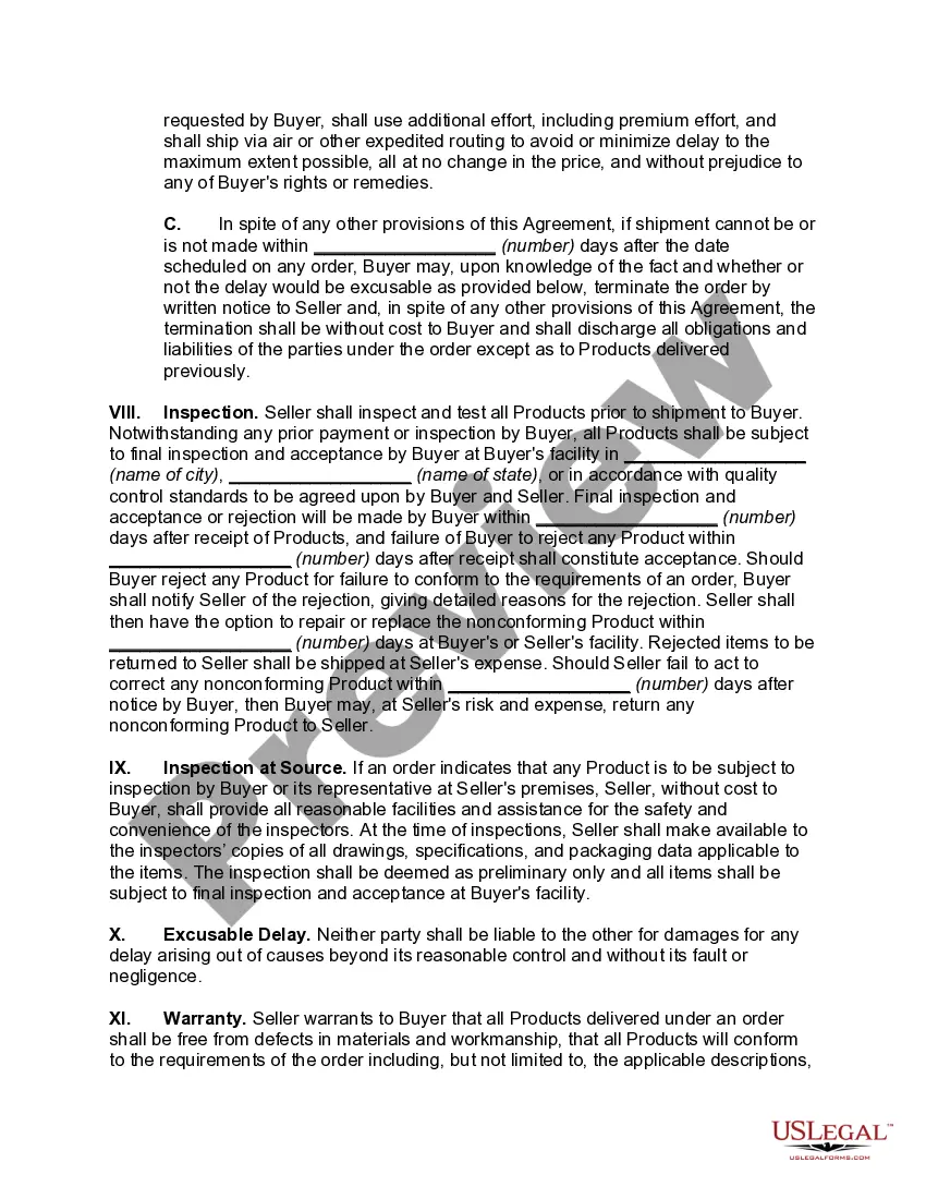 Preview Agreement for Long-Term Purchases of Goods