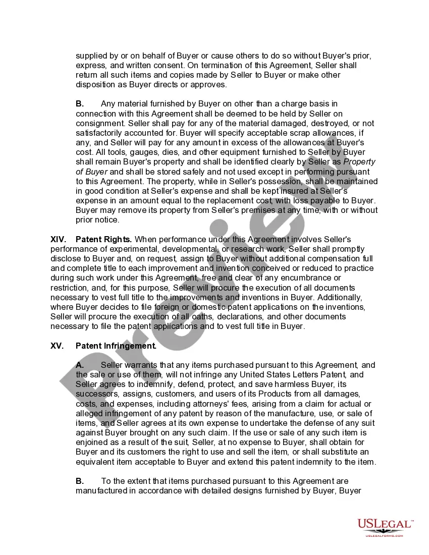 Preview Agreement for Long-Term Purchases of Goods