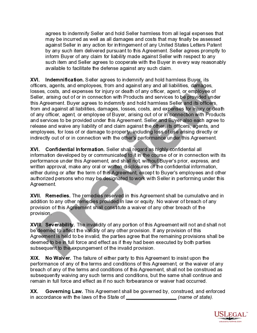 Preview Agreement for Long-Term Purchases of Goods