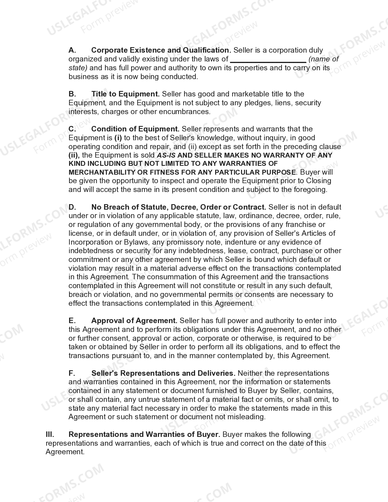 Agreement for Sale of Computer Hardware and Equipment US Legal Forms