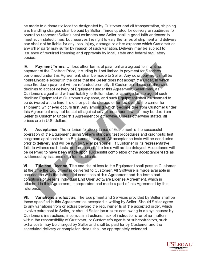 Get Agreement for Sale of Equipment and Related Software Preview Agreement for Sale of Equipment and Related Software