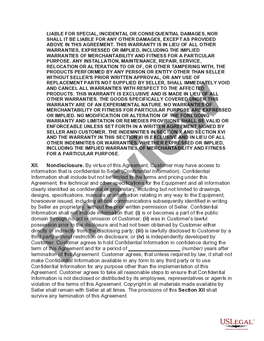Get Agreement for Sale of Equipment and Related Software Preview Agreement for Sale of Equipment and Related Software