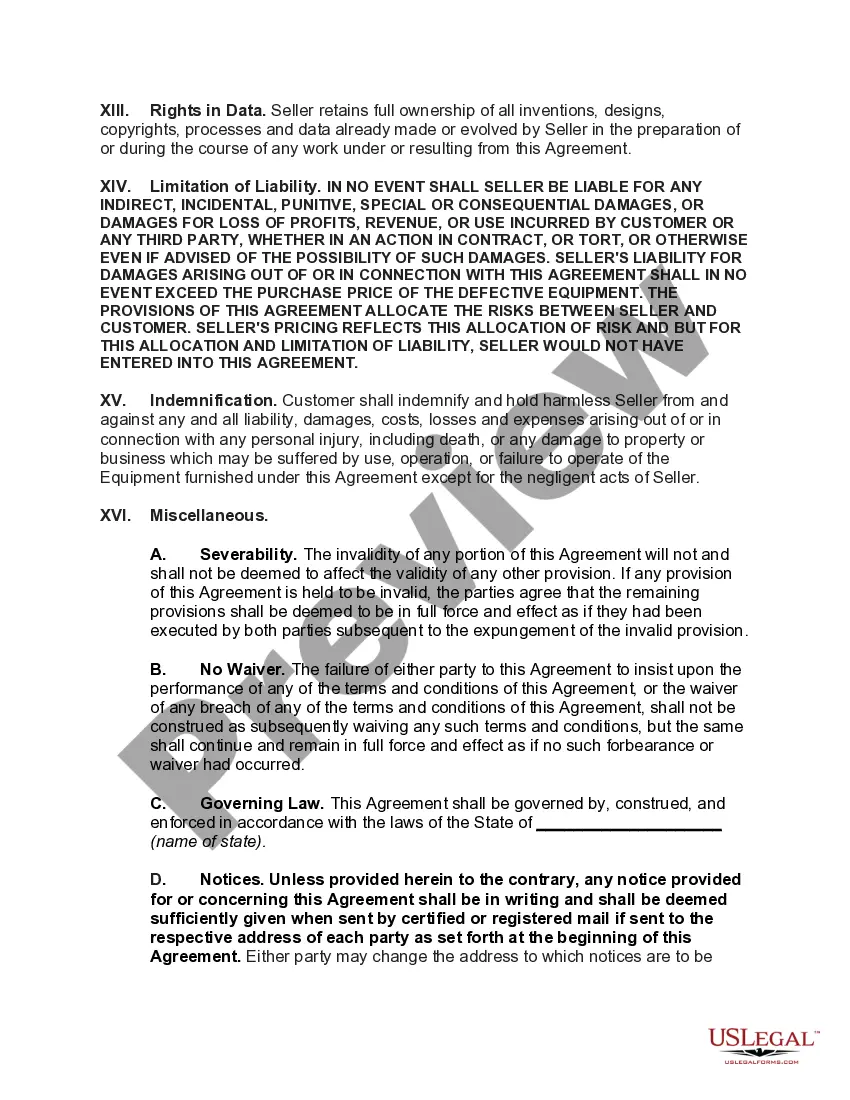 Get Agreement for Sale of Equipment and Related Software Preview Agreement for Sale of Equipment and Related Software