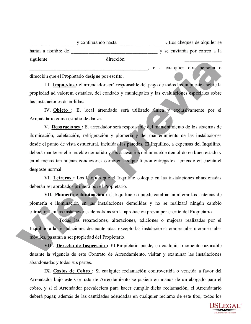 Preview Arrendamiento de muestra para baile u otro estudio