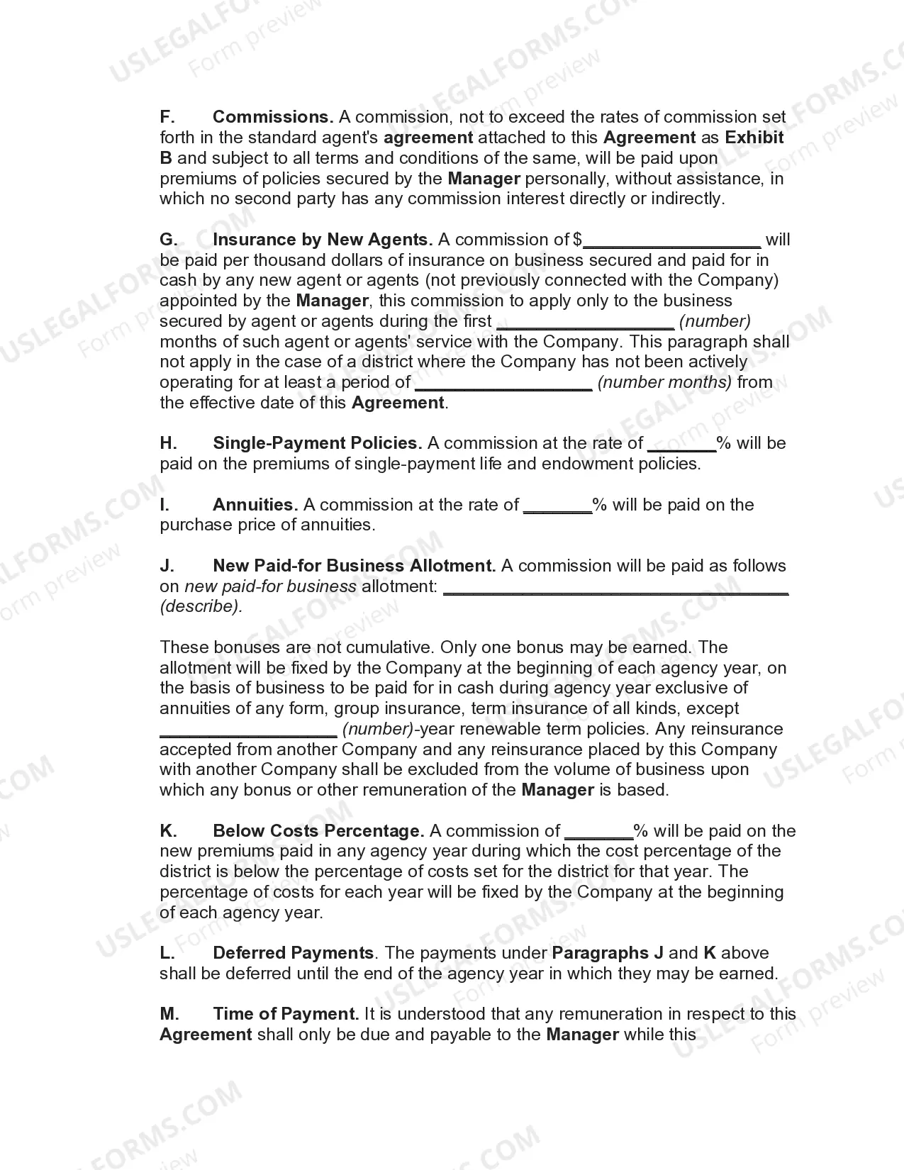 Preview Employment Contract for Manager of Insurance Sales Agency