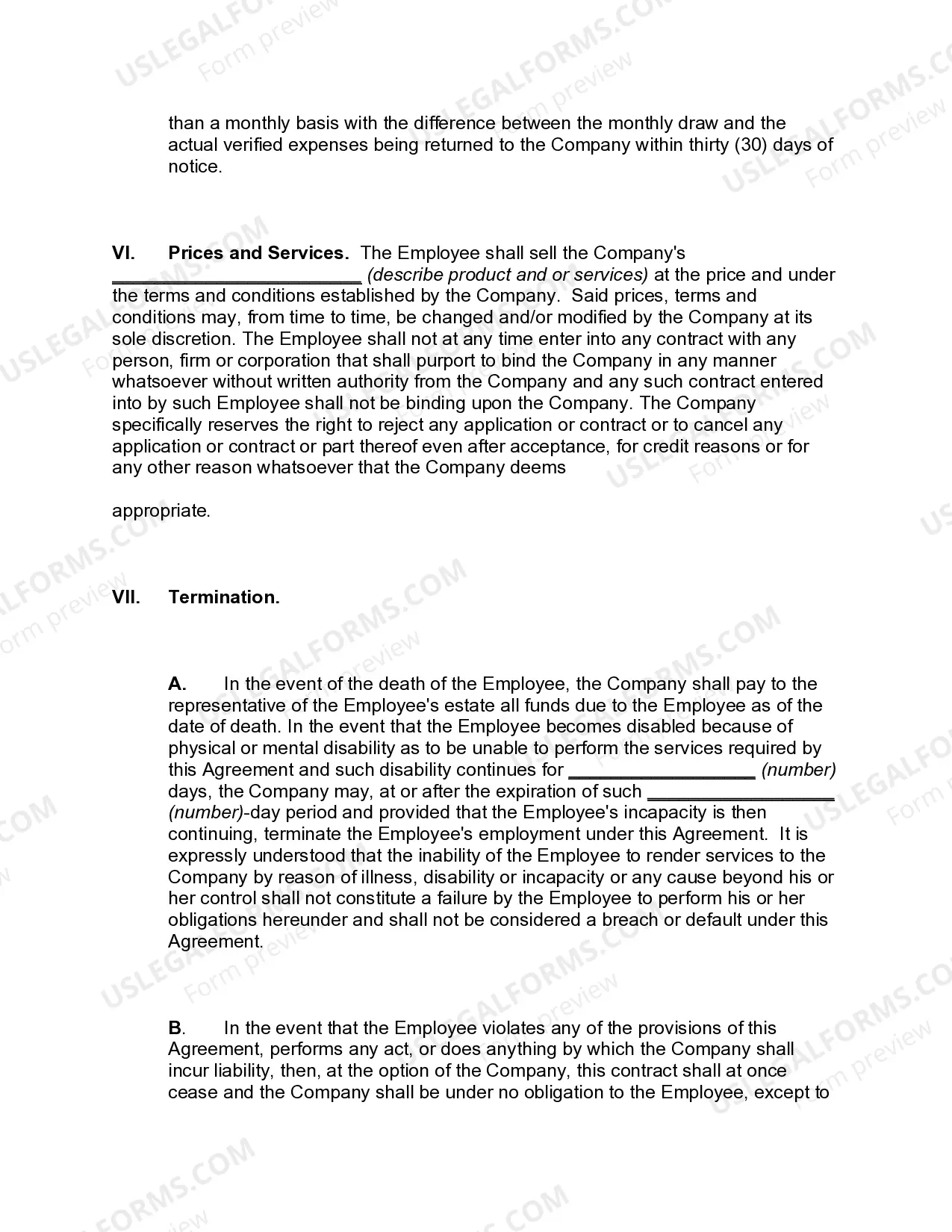 Preview Employment Contract for Salesperson with Confidentiality and Noncompetition Provisions