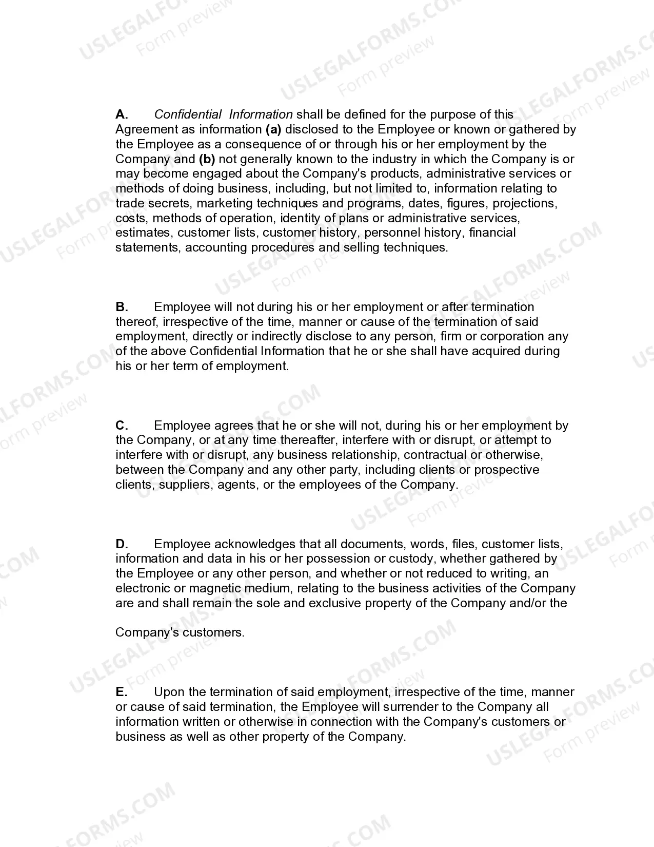 Preview Employment Contract for Salesperson with Confidentiality and Noncompetition Provisions
