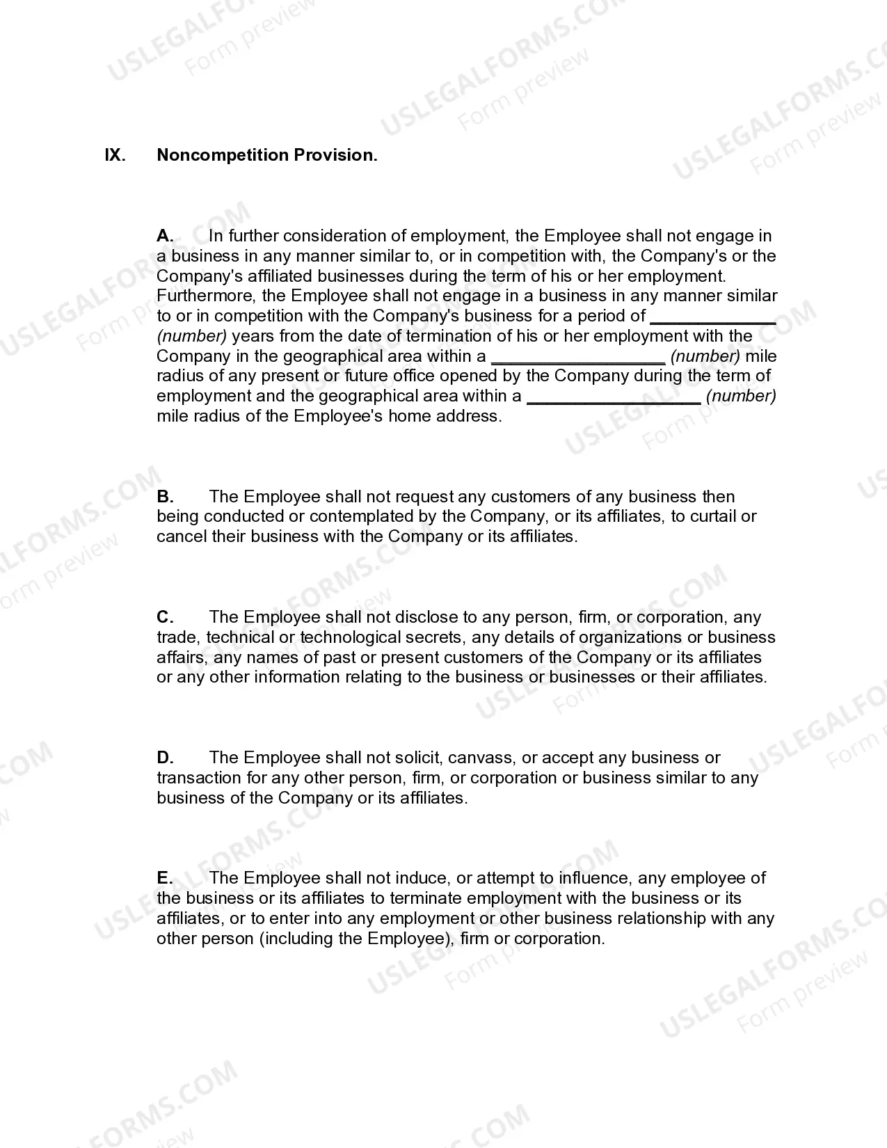 Preview Employment Contract for Salesperson with Confidentiality and Noncompetition Provisions