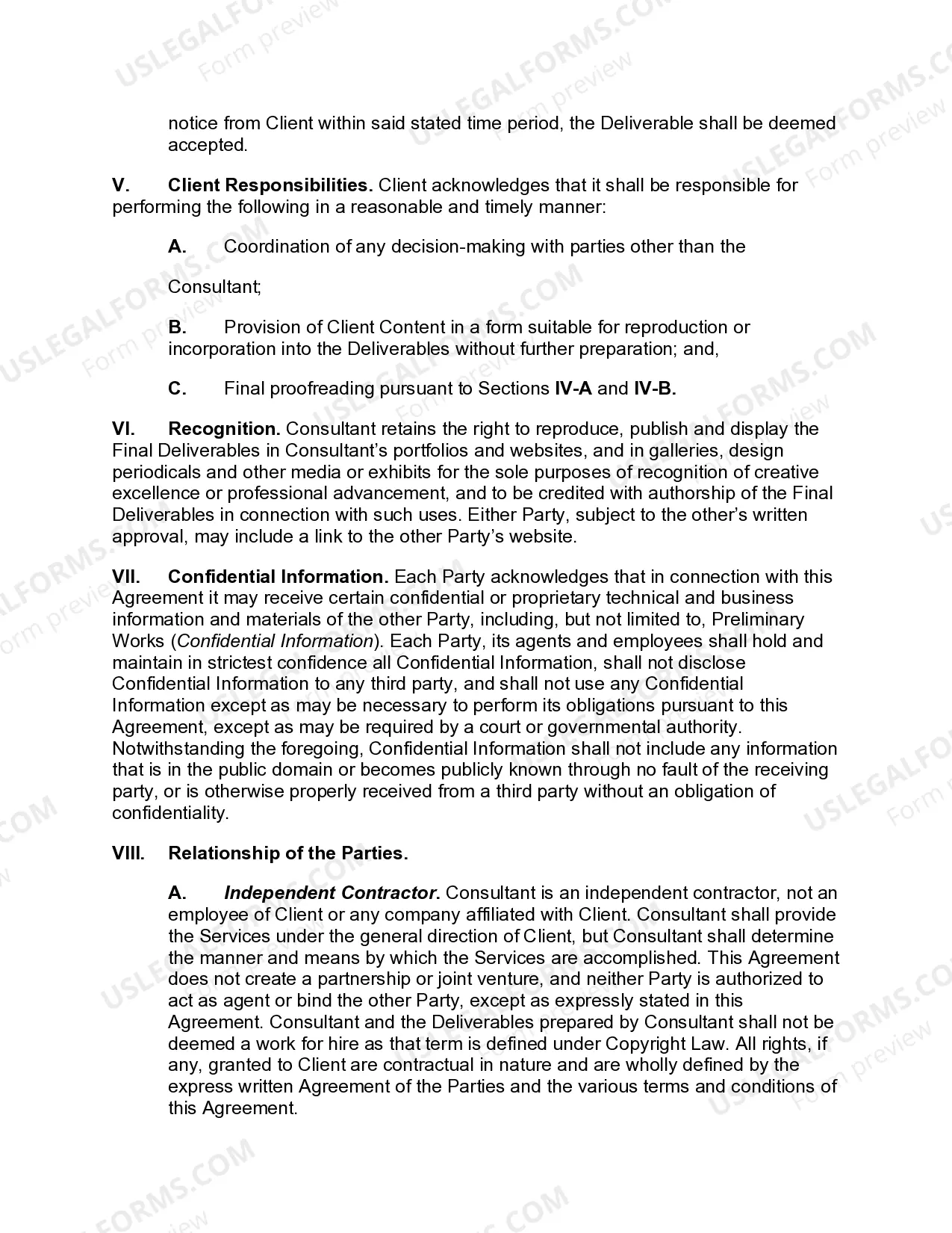 Preview Agreement for Marketing Services