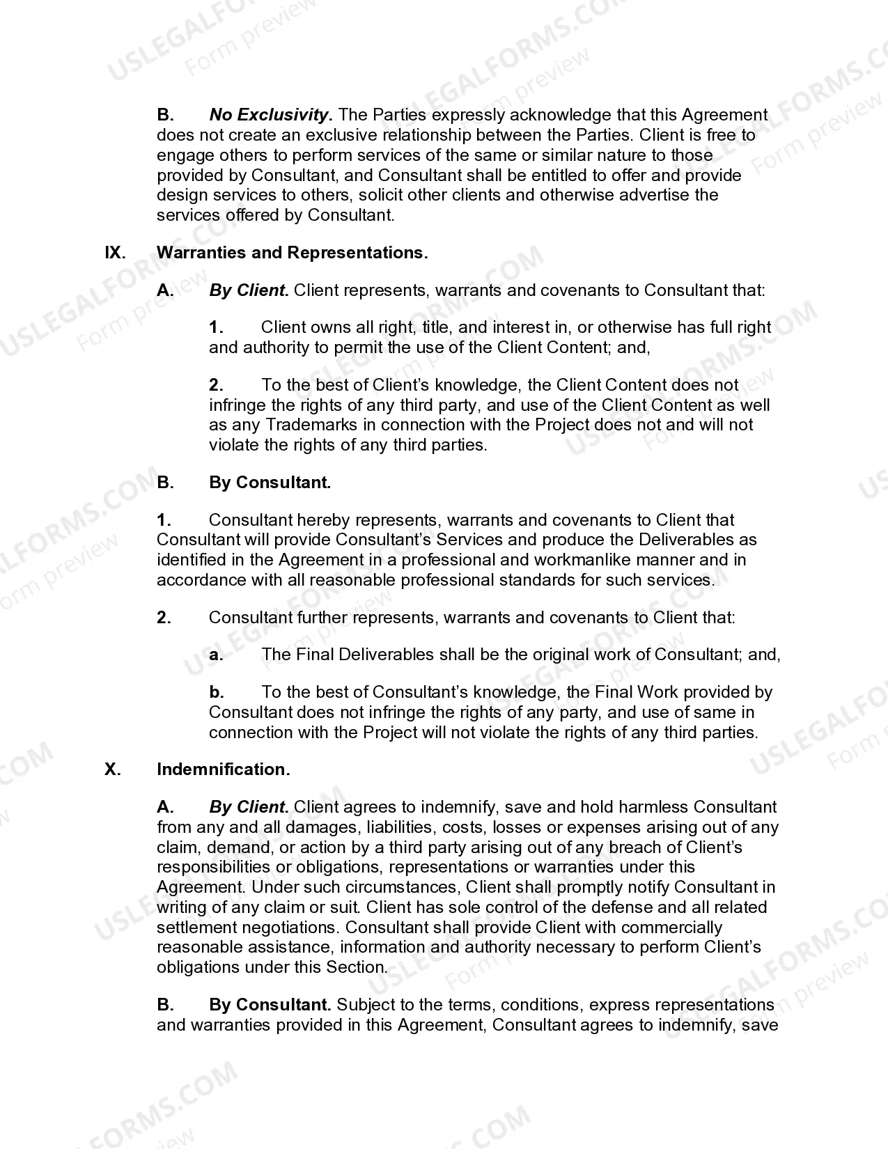 Preview Agreement for Marketing Services