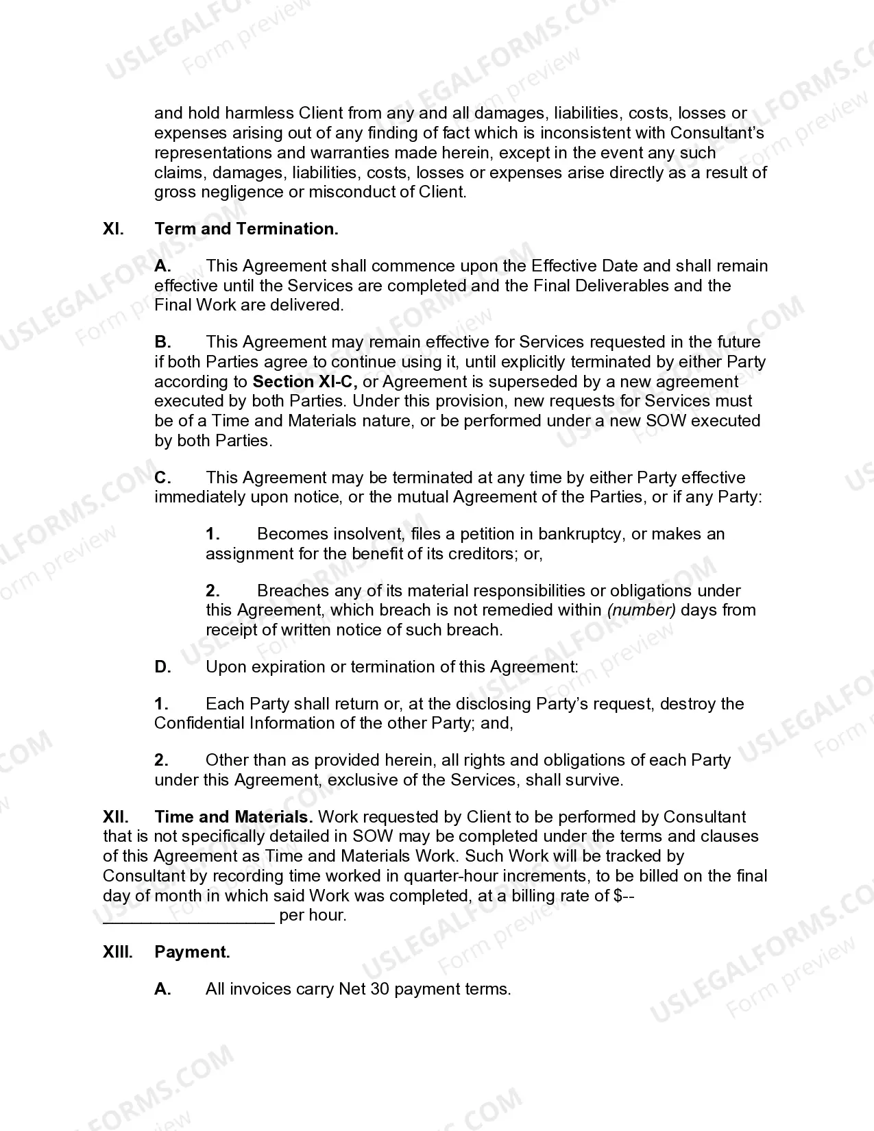 Preview Agreement for Marketing Services