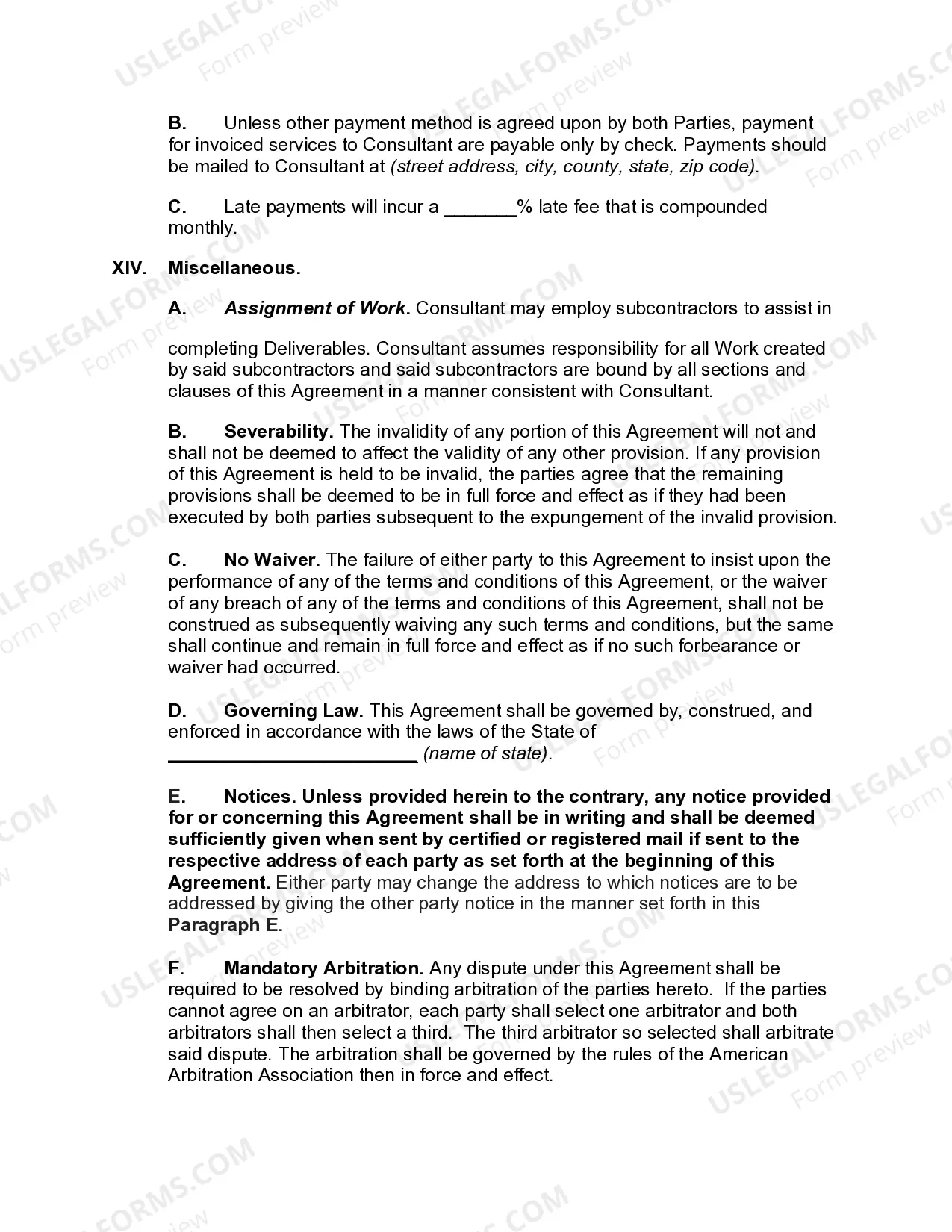 Preview Agreement for Marketing Services