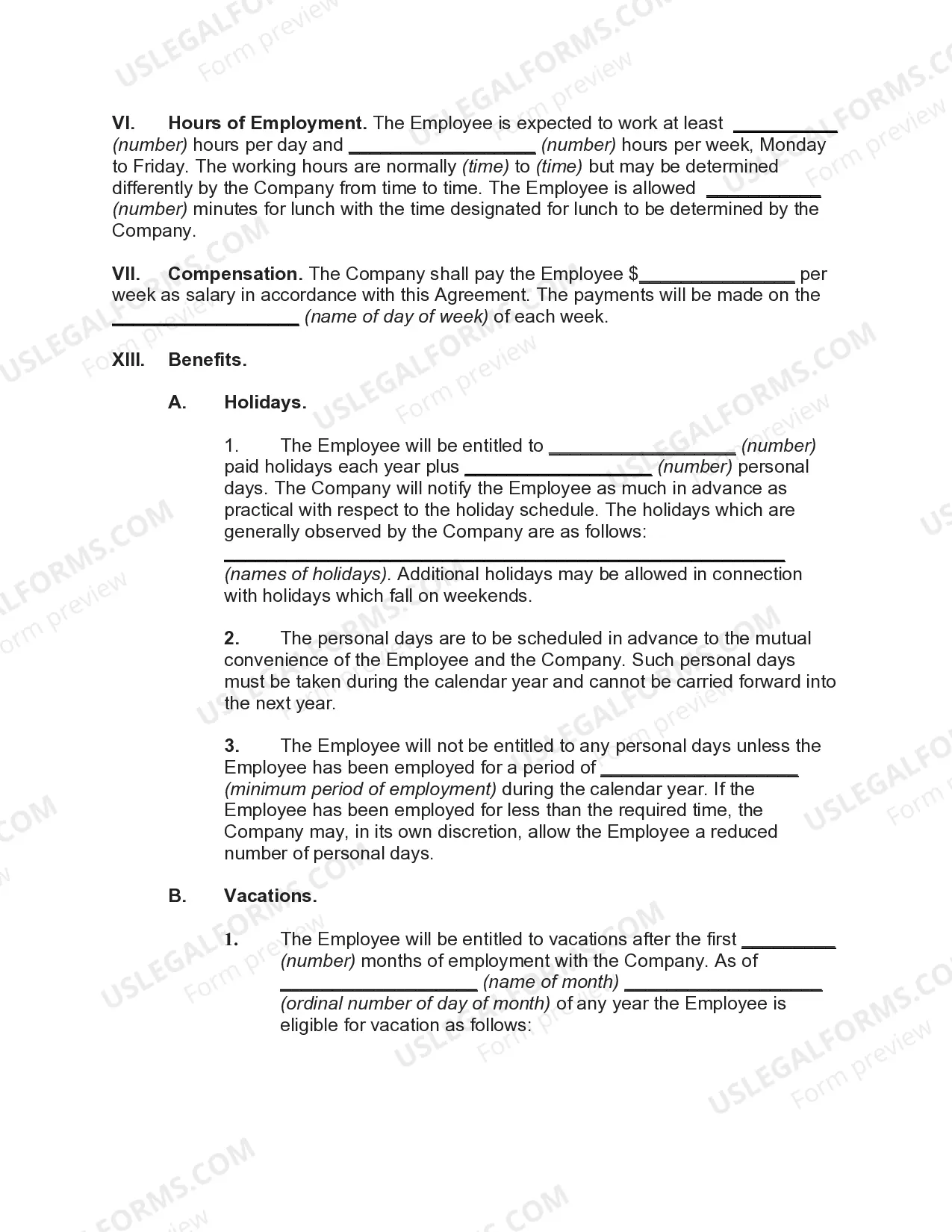 Preview Employment Agreement for Bookkeeper