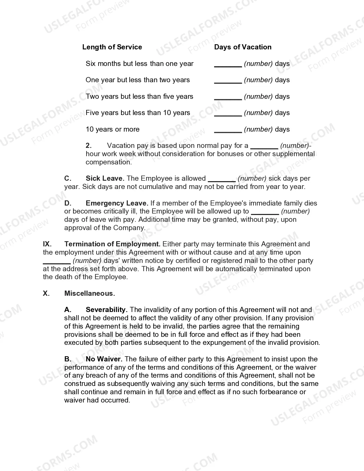 Preview Employment Agreement for Bookkeeper
