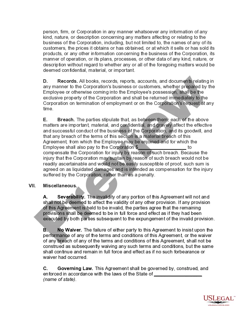 Preview Employment Agreement of Manager of Business that Sells and Installs Product