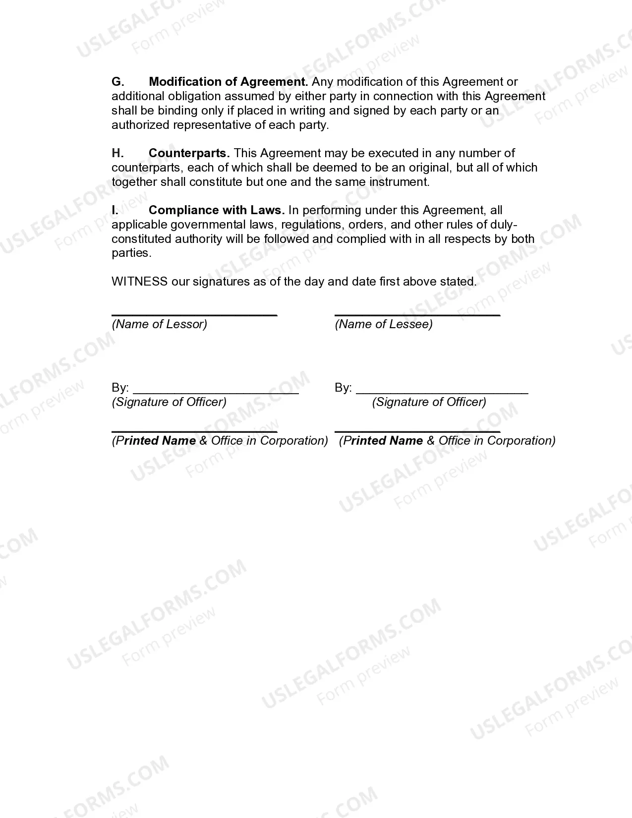 Preview Lease of Equipment as Personal Property