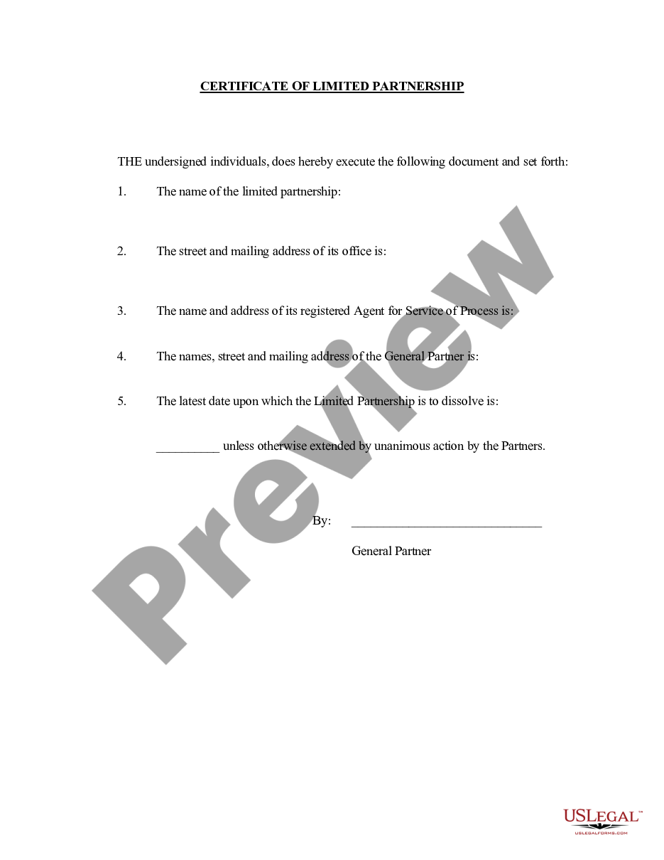 page 0 Family Limited Partnership Agreement and Certificate preview