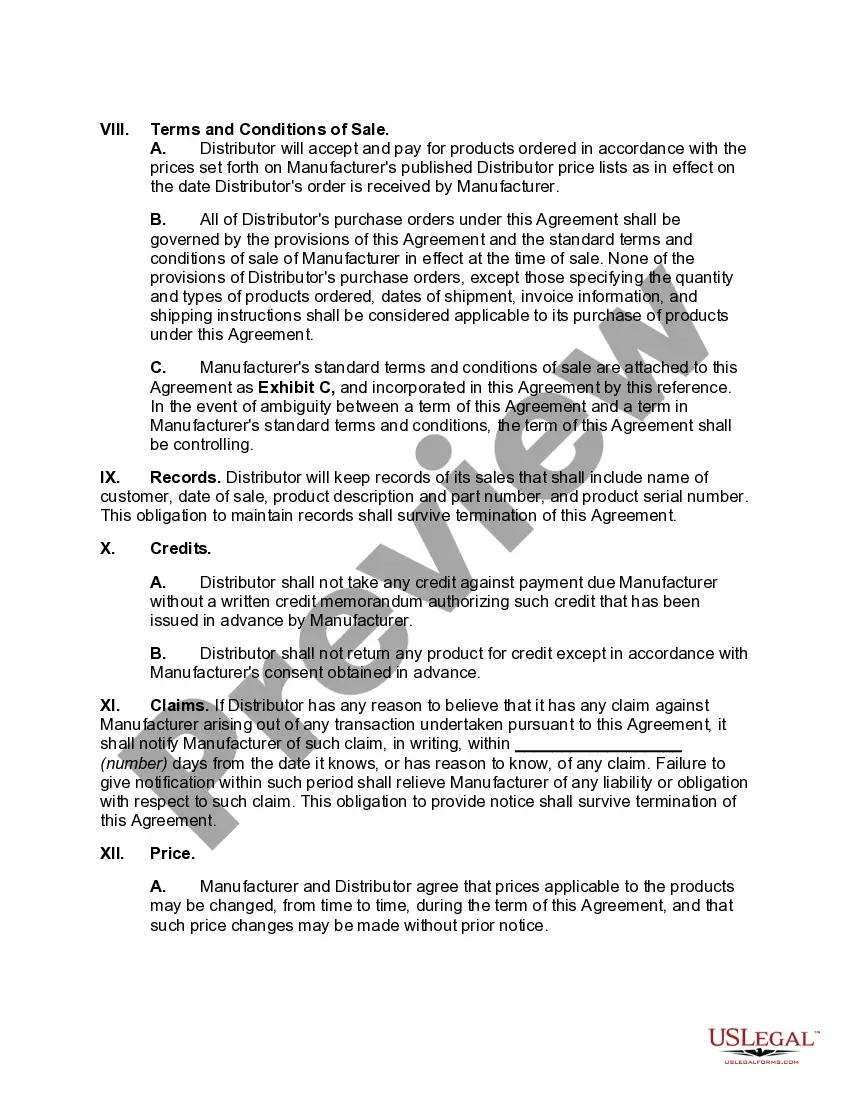 Preview Nonexclusive Distributorship Agreement