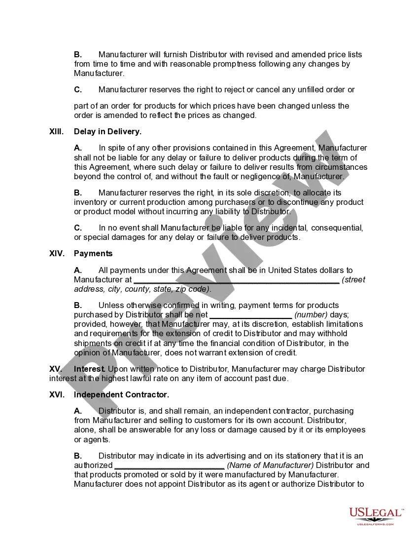 Preview Nonexclusive Distributorship Agreement