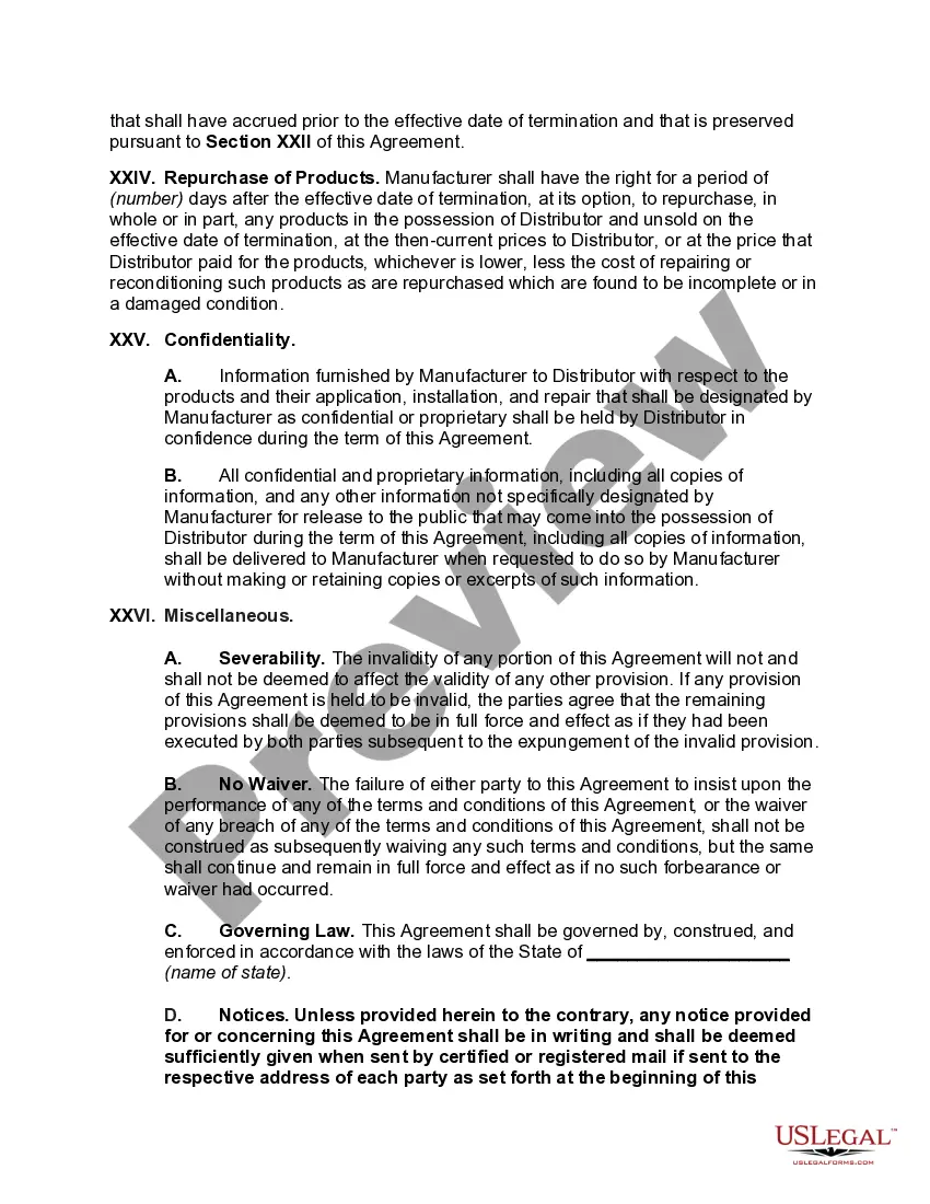 Preview Nonexclusive Distributorship Agreement