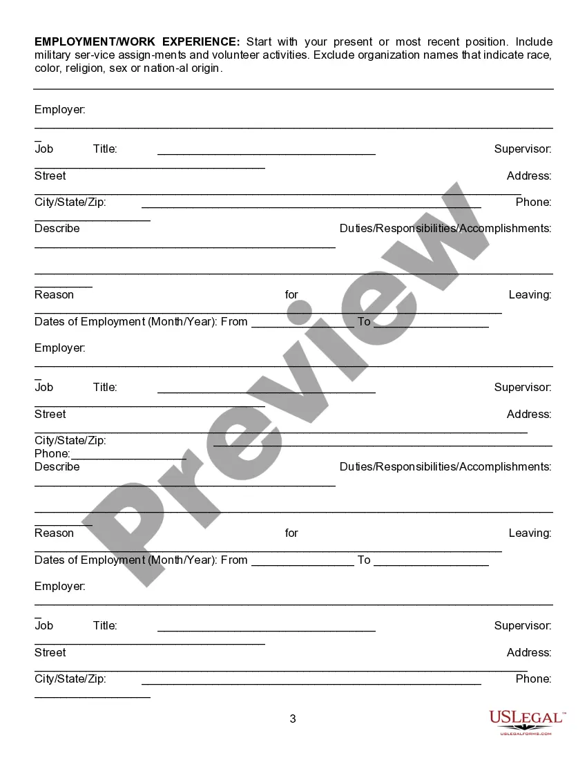 Preview Employment Application - General - At-Will Employment