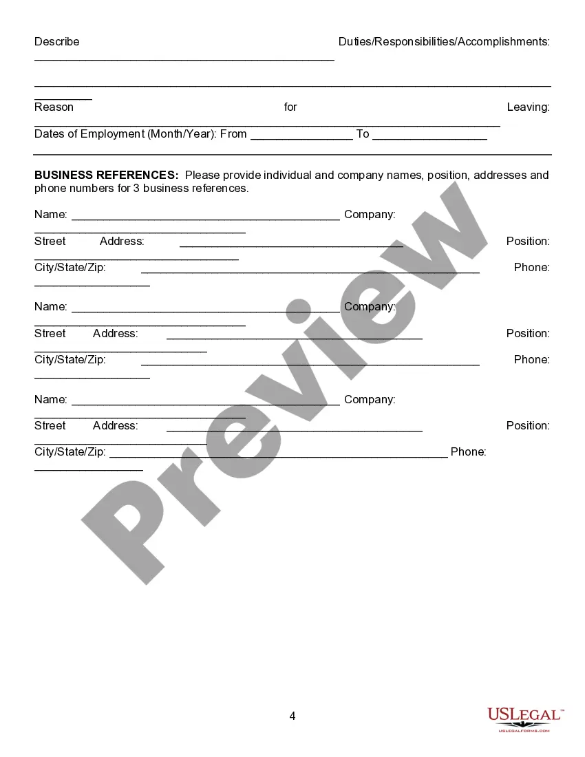 Preview Employment Application - General - At-Will Employment