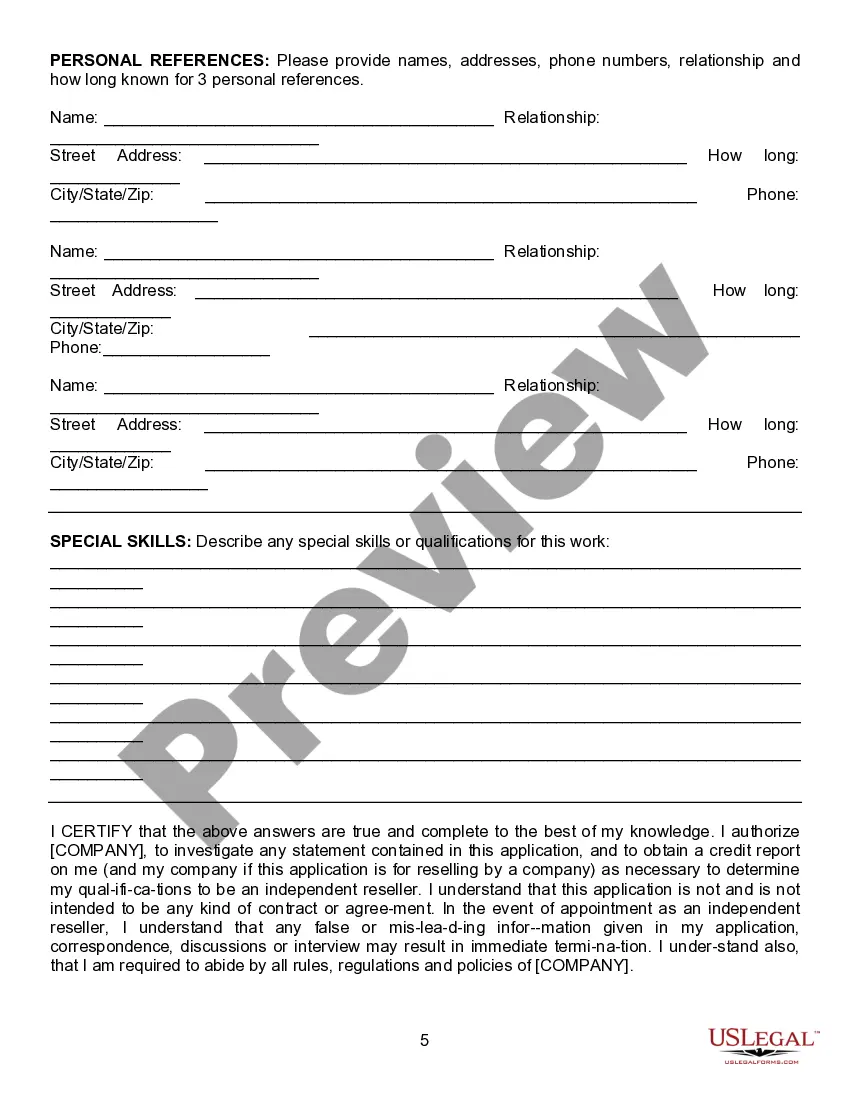 Preview Employment Application - General - At-Will Employment