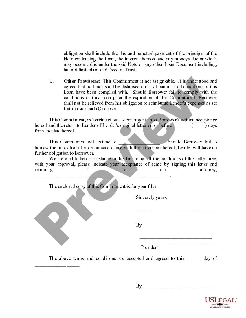 Get Loan Commitment Agreement Letter Preview Loan Commitment Agreement Letter