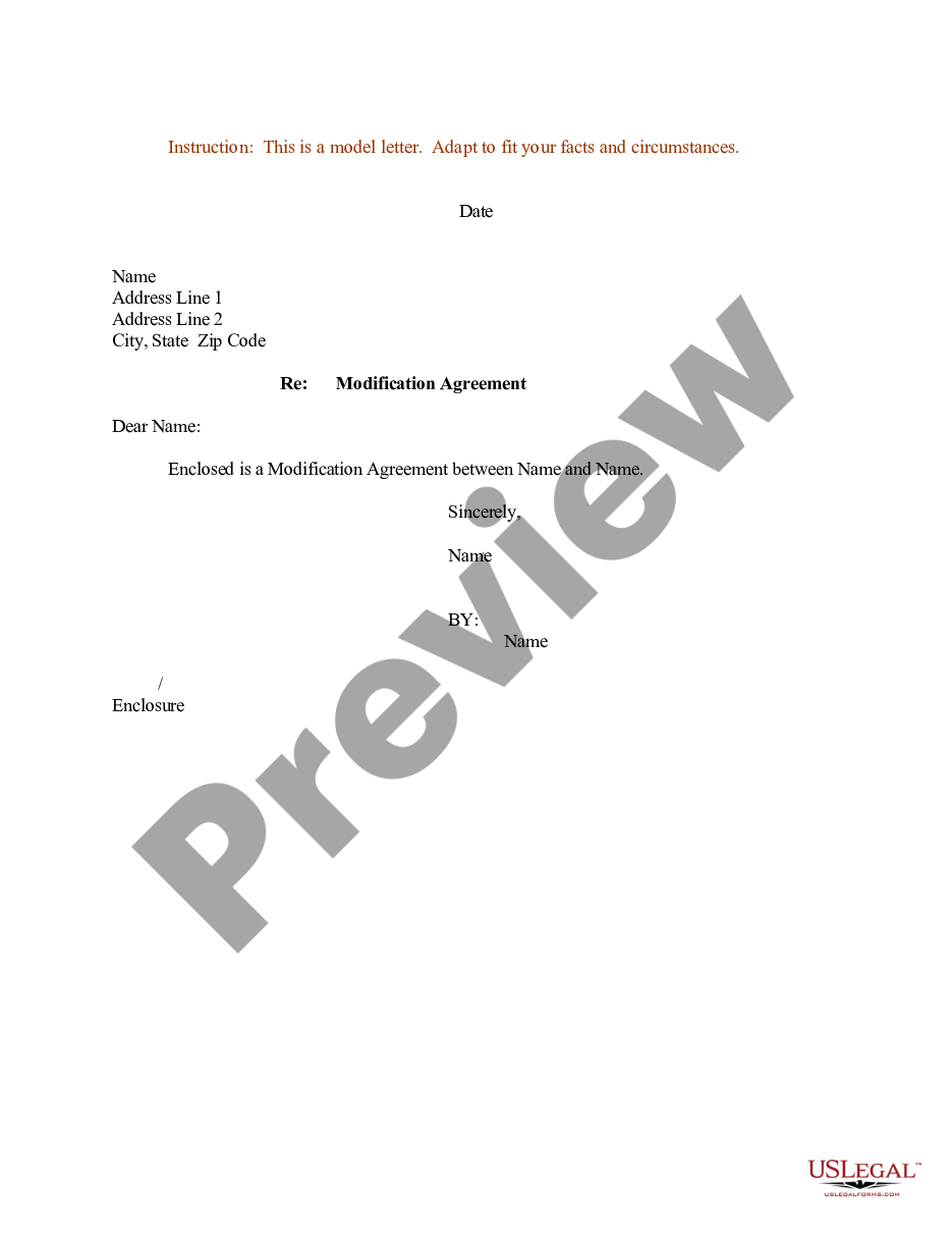 form Sample Letter regarding Modification Agreement preview
