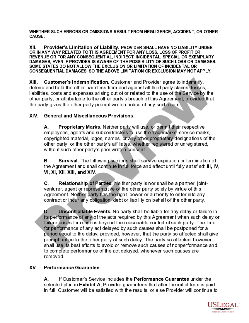 Preview Digital Marketing Service Agreement Terms