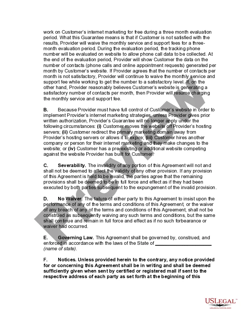 Preview Digital Marketing Service Agreement Terms