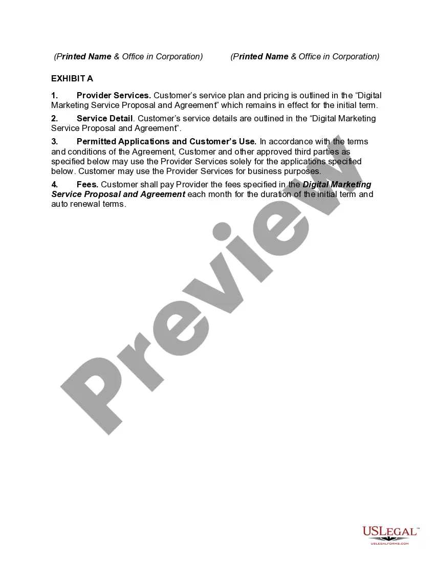 Preview Digital Marketing Service Agreement Terms
