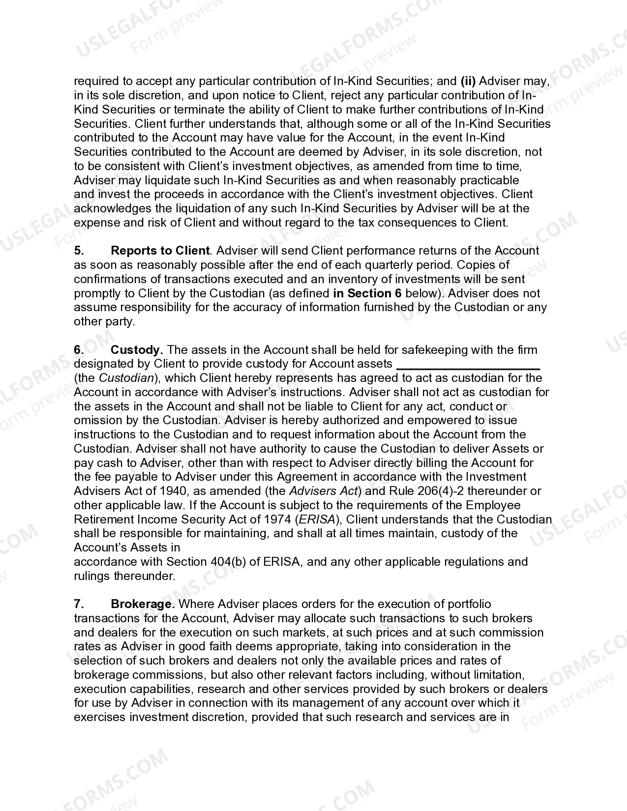 Preview Investment Advisory Agreement