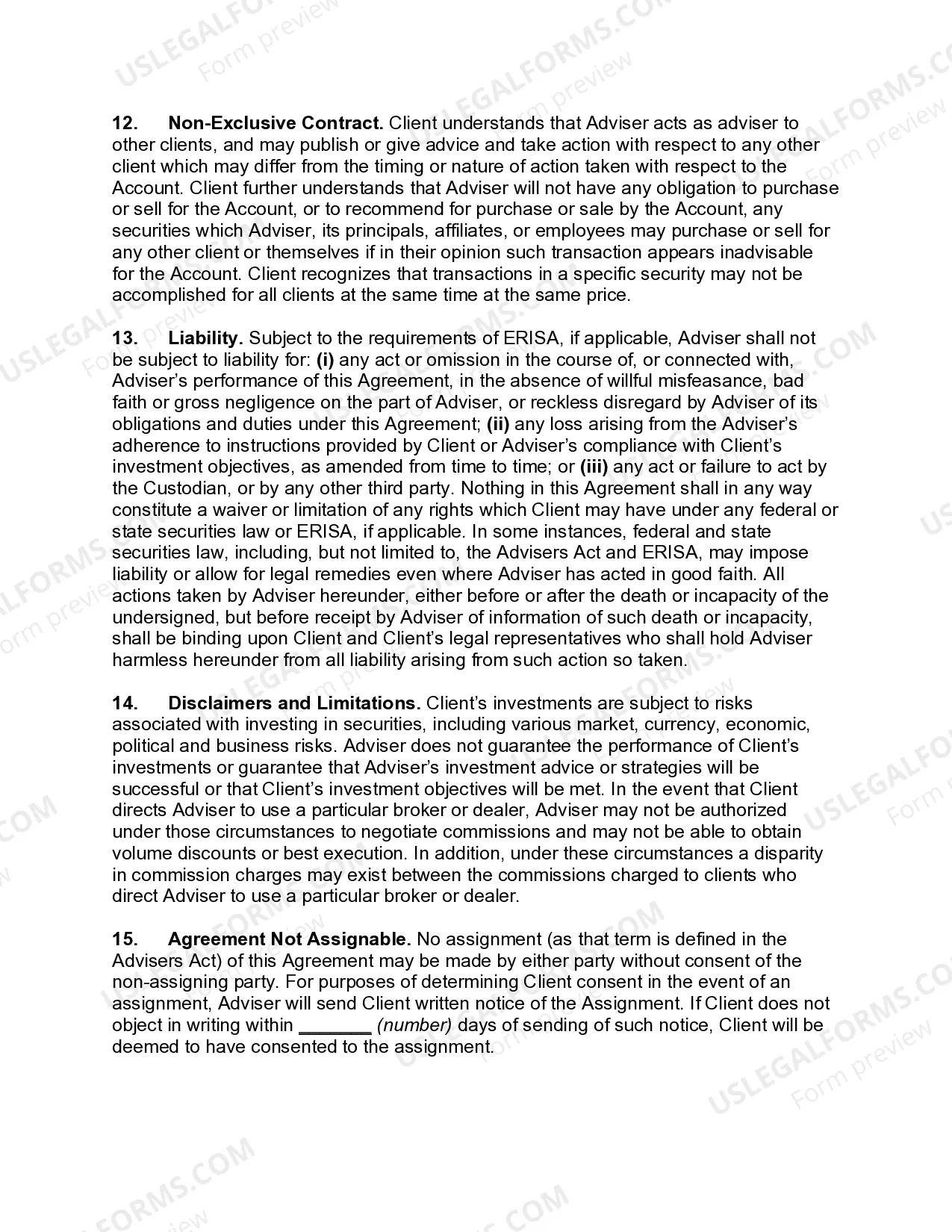 Preview Investment Advisory Agreement