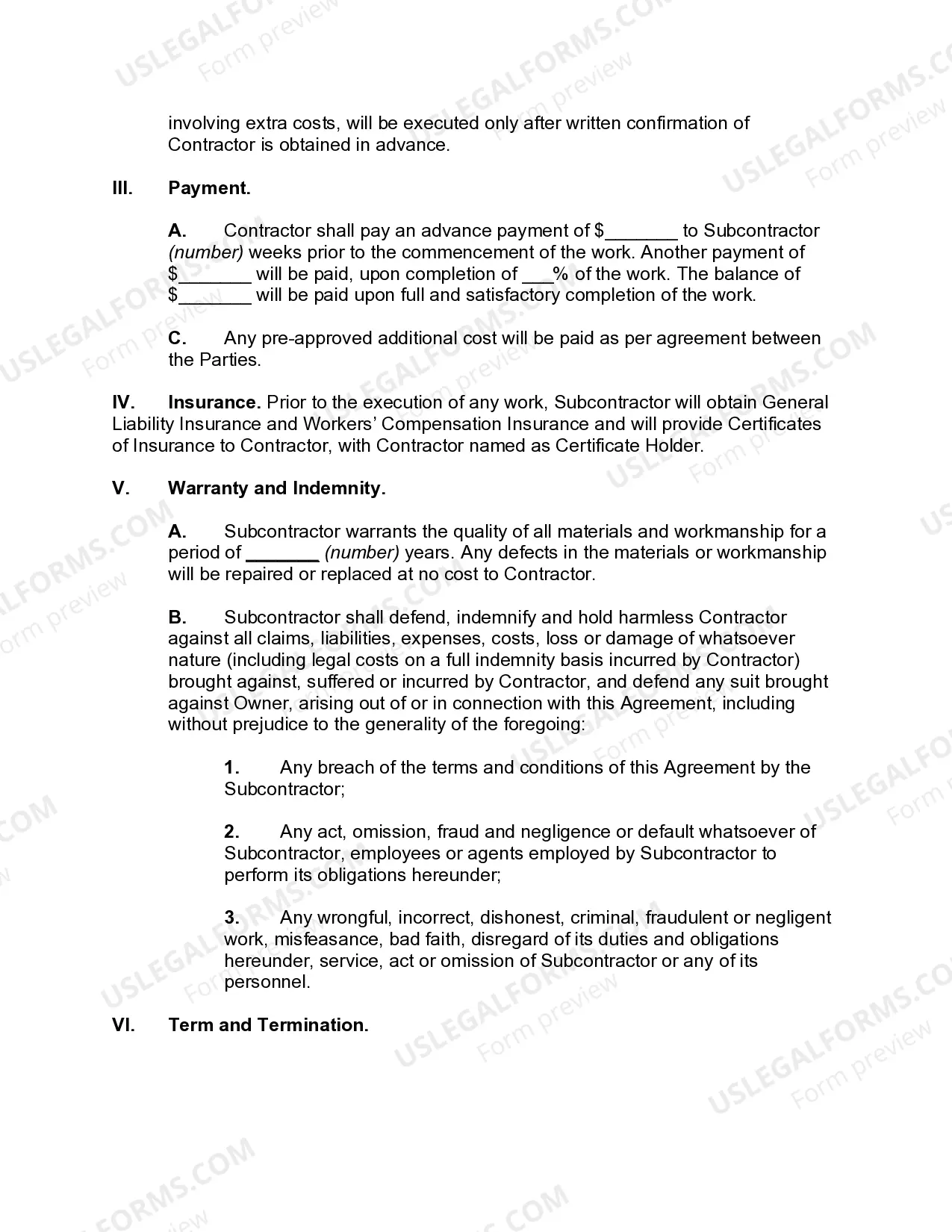 Preview Roofing Subcontractor Agreement