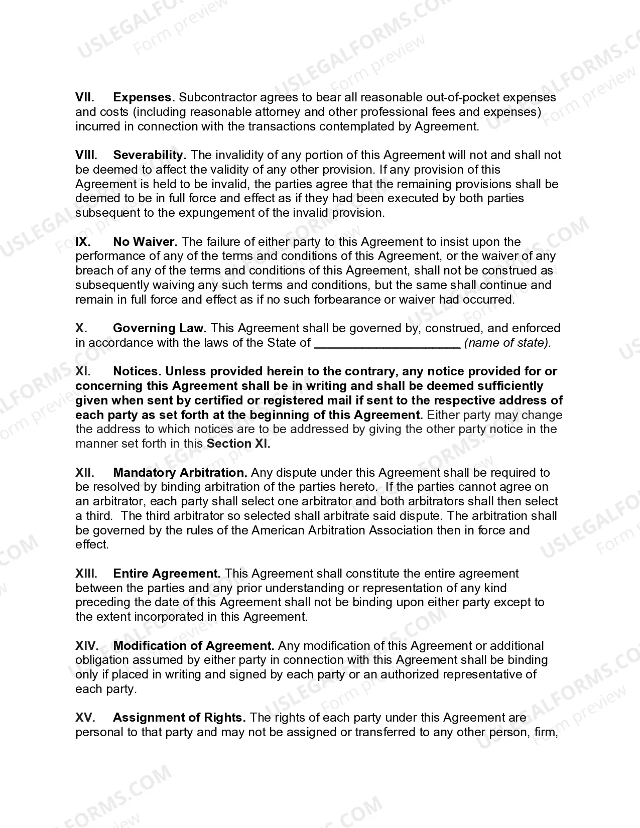 Preview Roofing Subcontractor Agreement