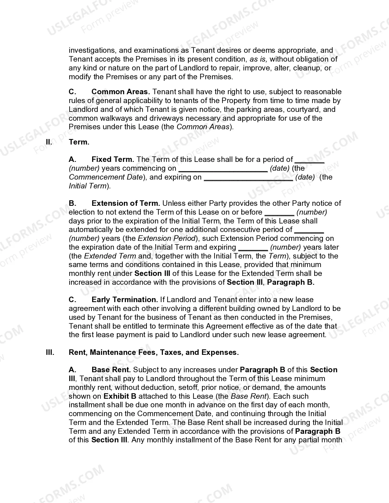 Preview Lease of Commercial Building in Office Park