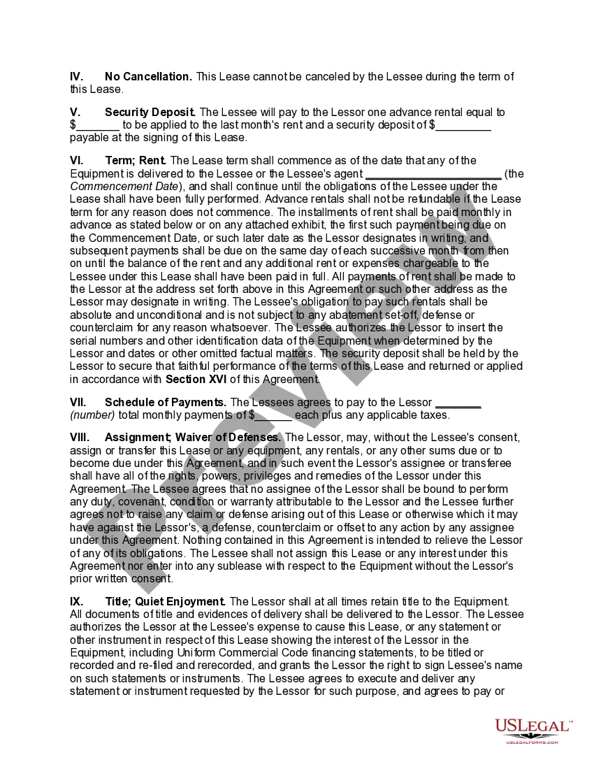Get Net Lease of Equipment as Personal Property with Option to Purchase Preview Net Lease of Equipment as Personal Property with Option to Purchase