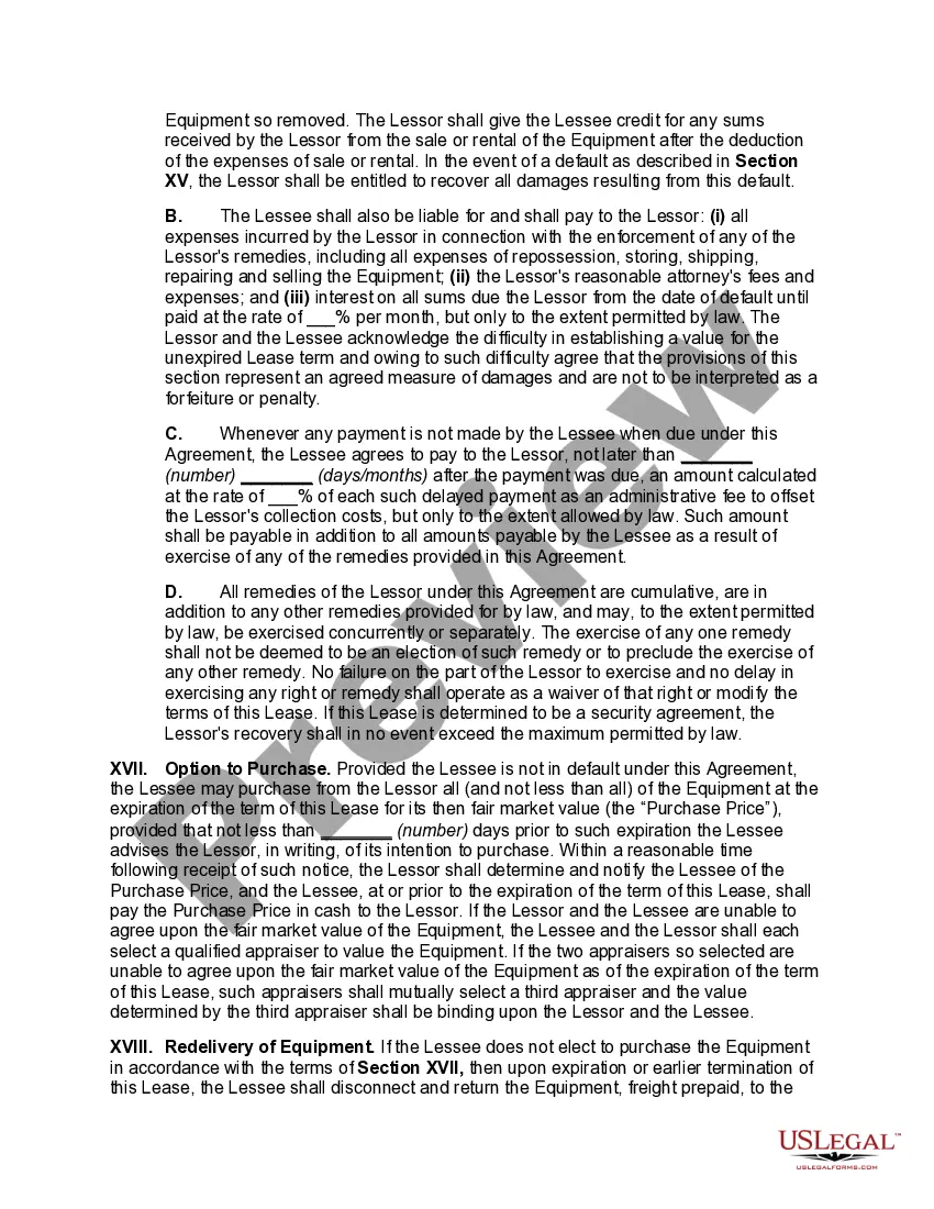 Get Net Lease of Equipment as Personal Property with Option to Purchase Preview Net Lease of Equipment as Personal Property with Option to Purchase