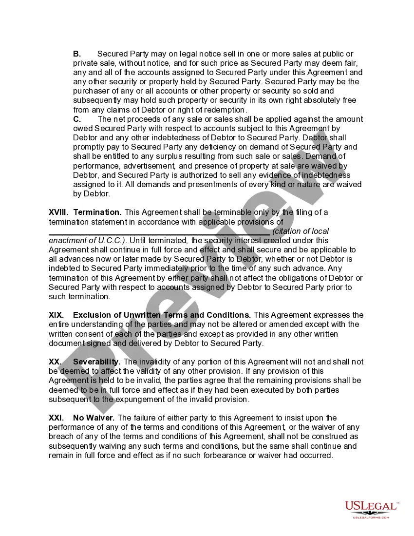 Get Security Agreement in Accounts Receivable and General Intangibles Preview Security Agreement in Accounts Receivable and General Intangibles