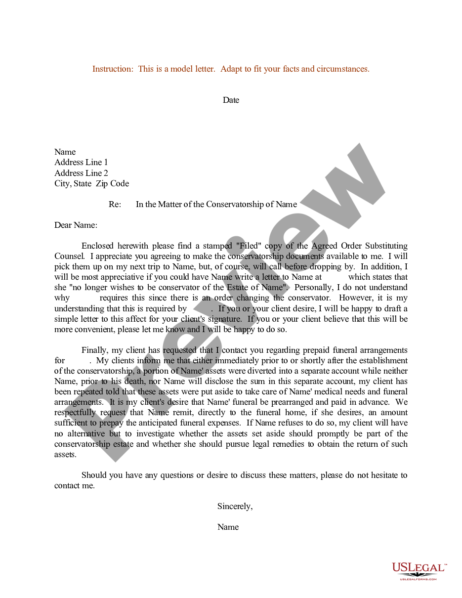 Sample Letter regarding Conservatorship Sample Letter Conservatorship
