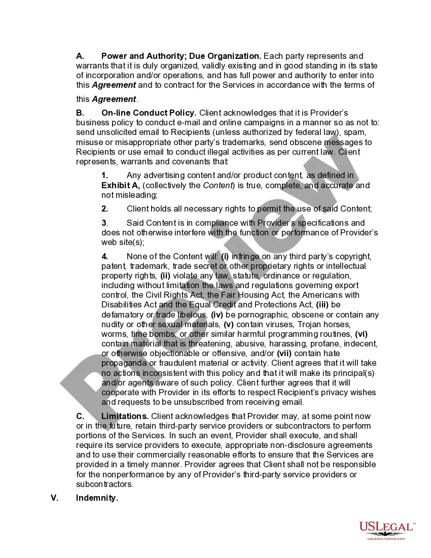 Preview Internet Marketing and Sales Agreement